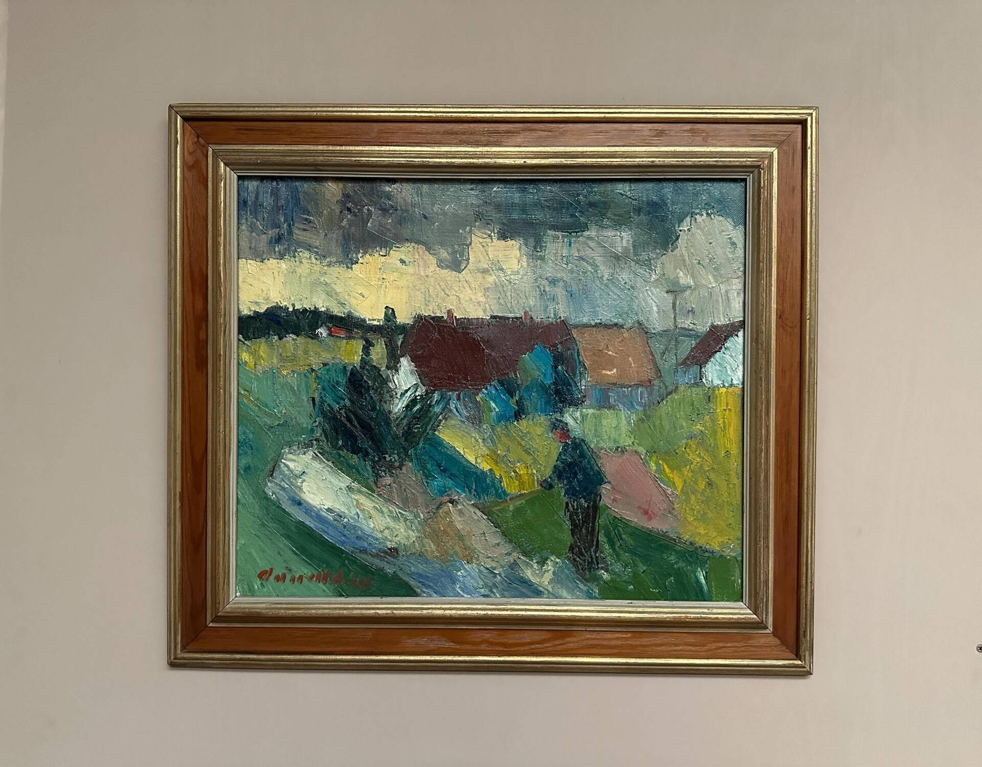 Huile sur toile suédoise – « Fermes » par Arnold William Pedersen