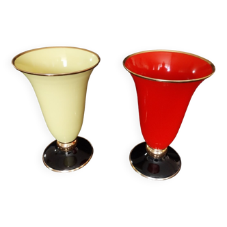 Vases en verre de couleur années 50