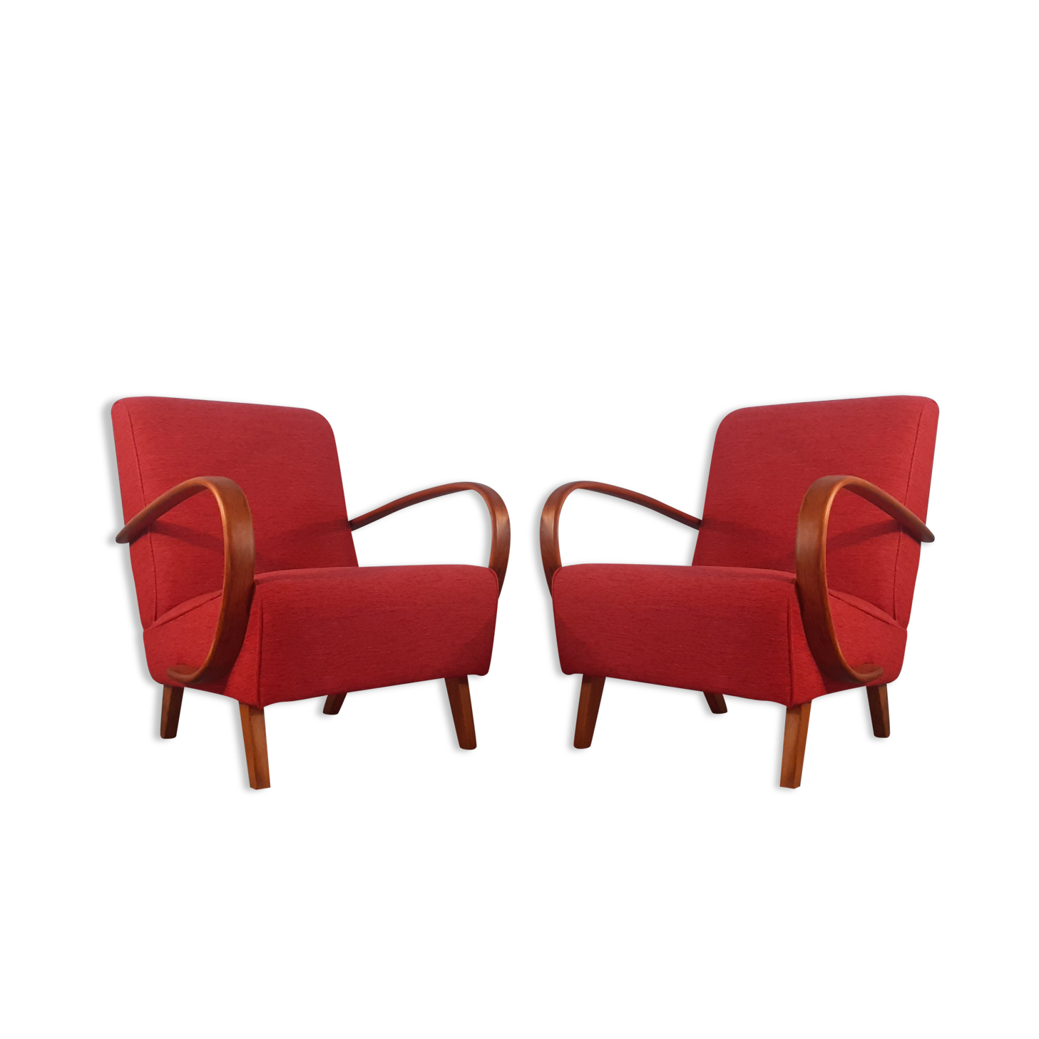 Pair of H262 Armchairs by Jindrich Halabala, Czech Art Deco 1940s