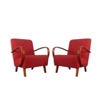 Pair of H262 Armchairs by Jindrich Halabala, Czech Art Deco 1940s