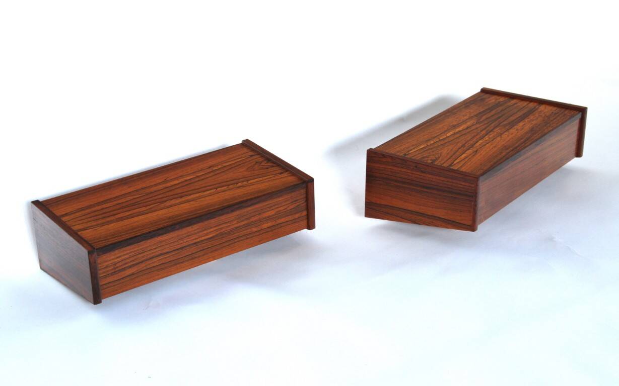 Vintage rosewood floating bedside tables. Set of two. 1960s