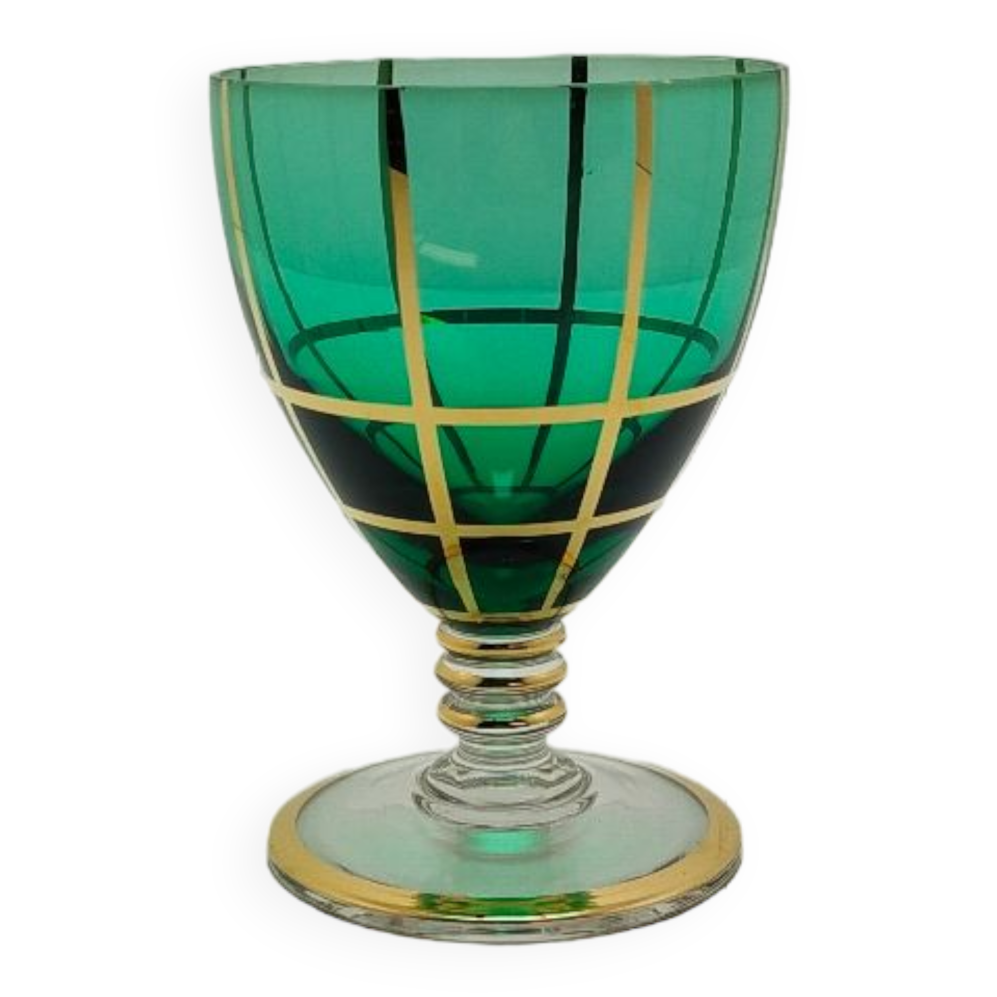 Lot de 6 verres à liqueur ou a vin vert émeraude
