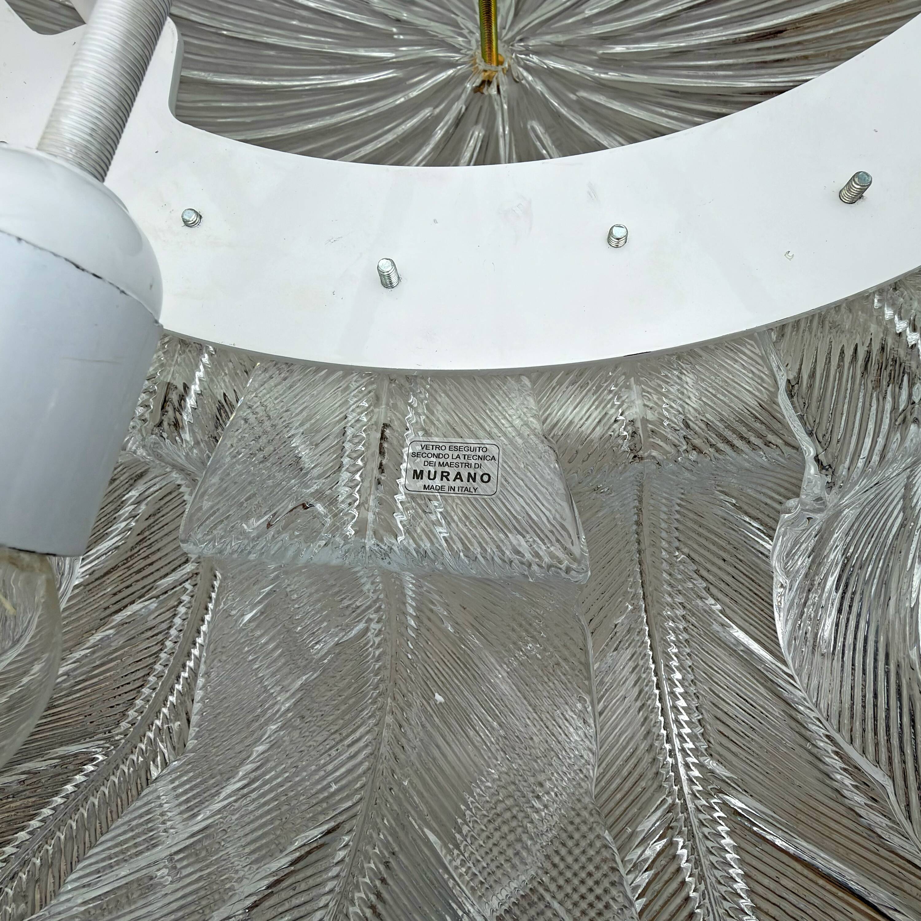 Large Italian Murano Glass Leaf Flush Mount Ceiling Light