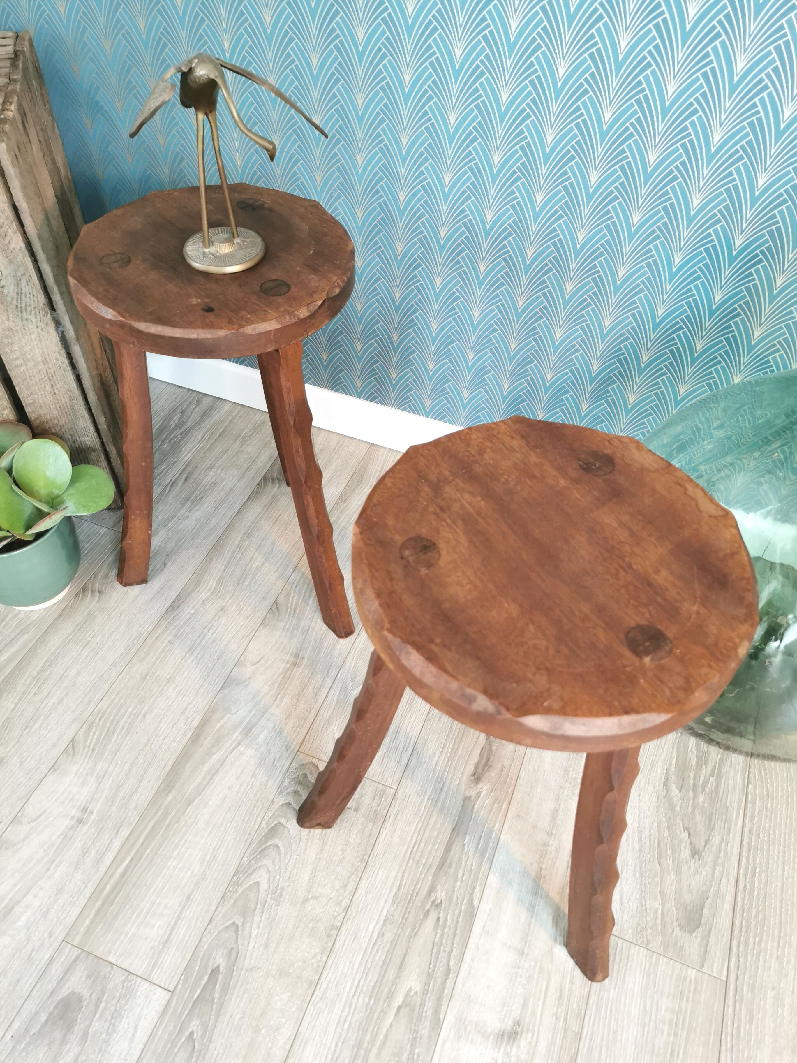 Pair of tripod stools