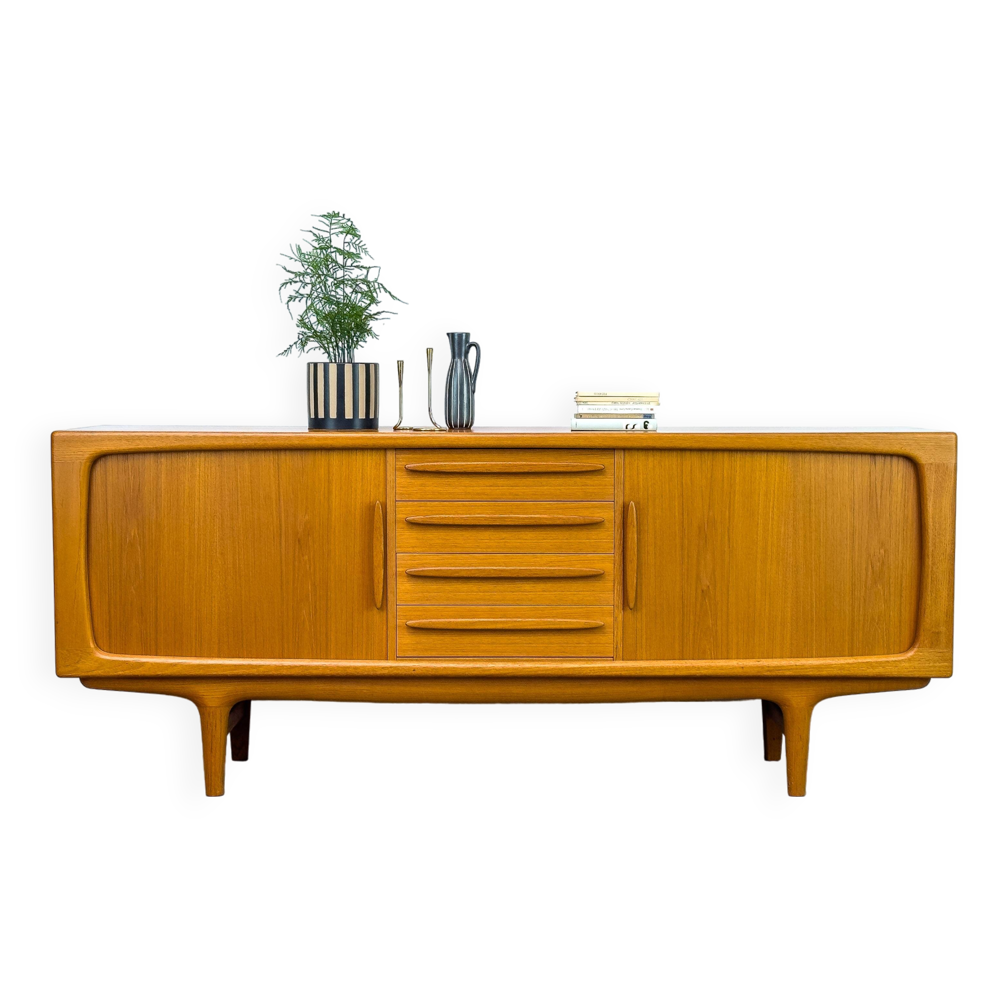 Danish Teak Sideboard with Tambour Doors from CFC Silkeborg, 1970s