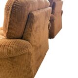 Set of 2 vintage ribbed brown armchairs
