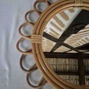 Miroir rotin vintage 1970