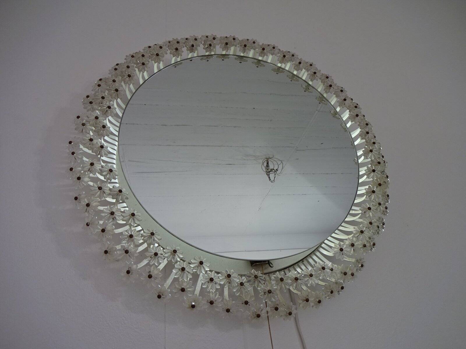 Austrian Illuminated Flower Mirror, 1960s