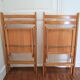 Pair of folding chairs solid wood vintage slats