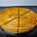 Rattan and brass tray, Italy, 1970