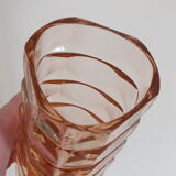 Vintage faceted pink glass vase