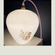 Balladeuse verre blanc motifs petites fleurs roses et feuillage vert