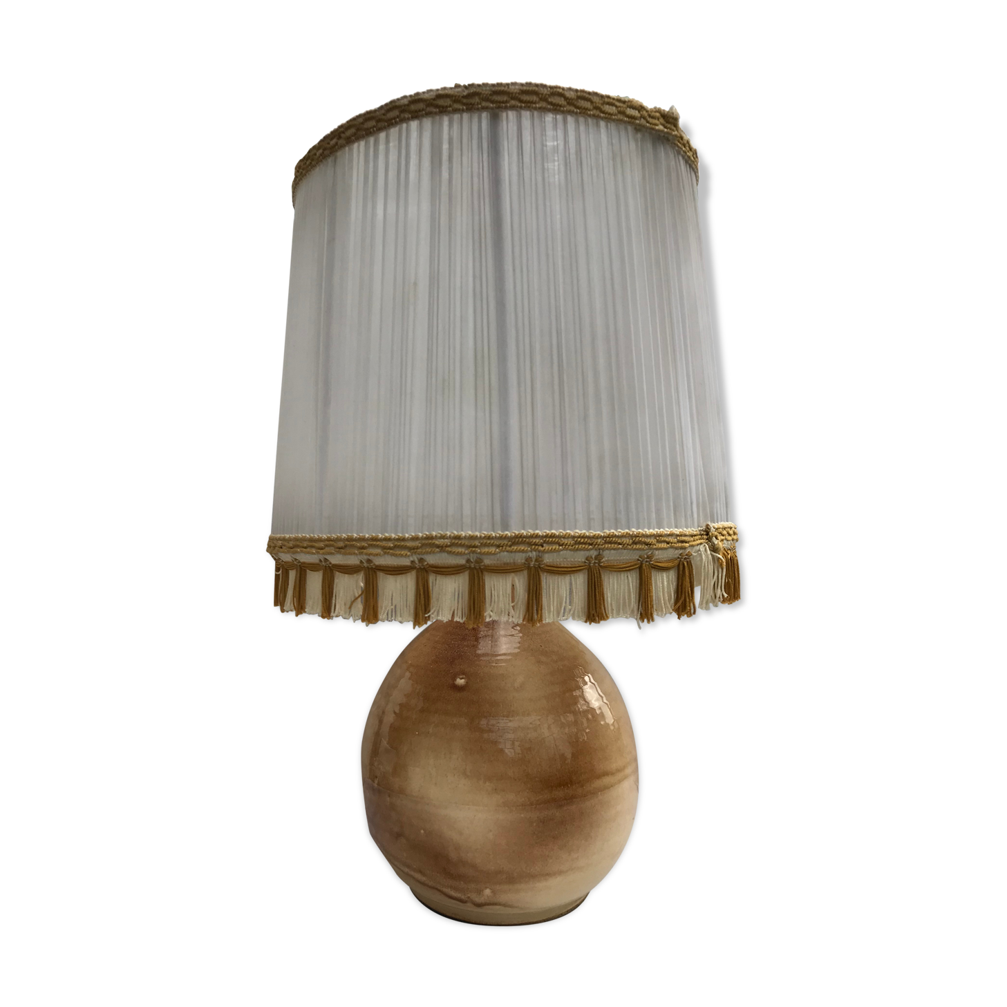 Former lamp Louis Thiam Nancy ceramics beige - abat-day vintage white fabric