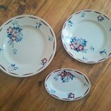 Set of 2 dishes and 1 bowl K and G Lunéville model "Evreux"
