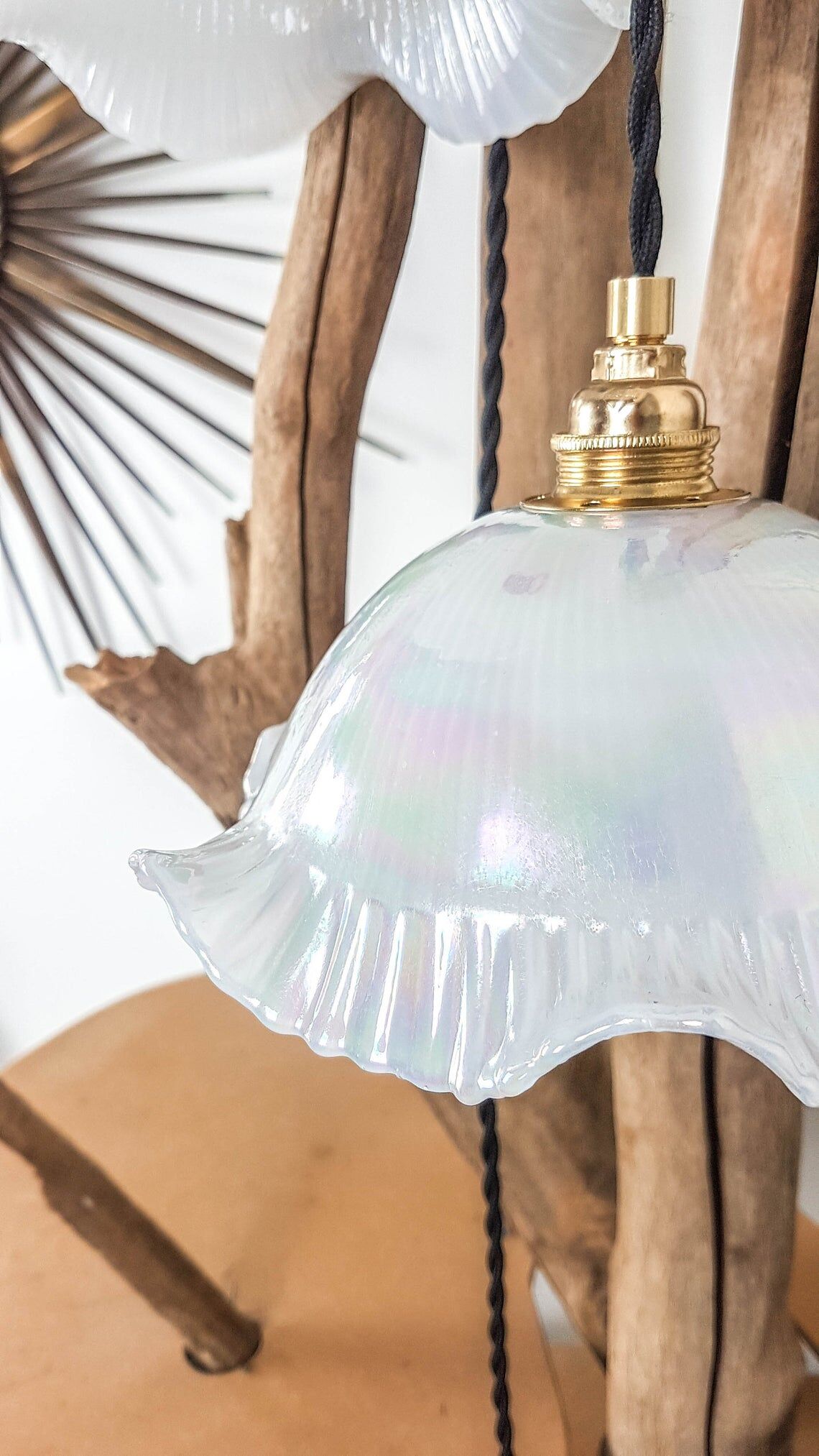 Pair of walking lamps with opaline globe