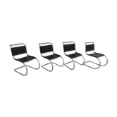 Set of 4 black leather chairs by Ludwig Mies Van Der Rohe