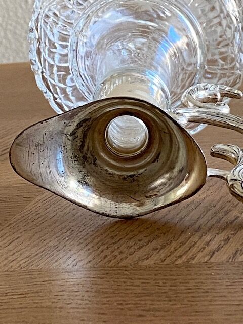 Glass and silver metal ewer