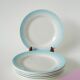 Set of 6 Tie & Dye Blue dessert plates, 1960