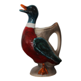 Pichet canard colvert en barbotine rouge