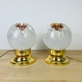 Pair of Mazzega Murano Hollywood Regency gold lamps