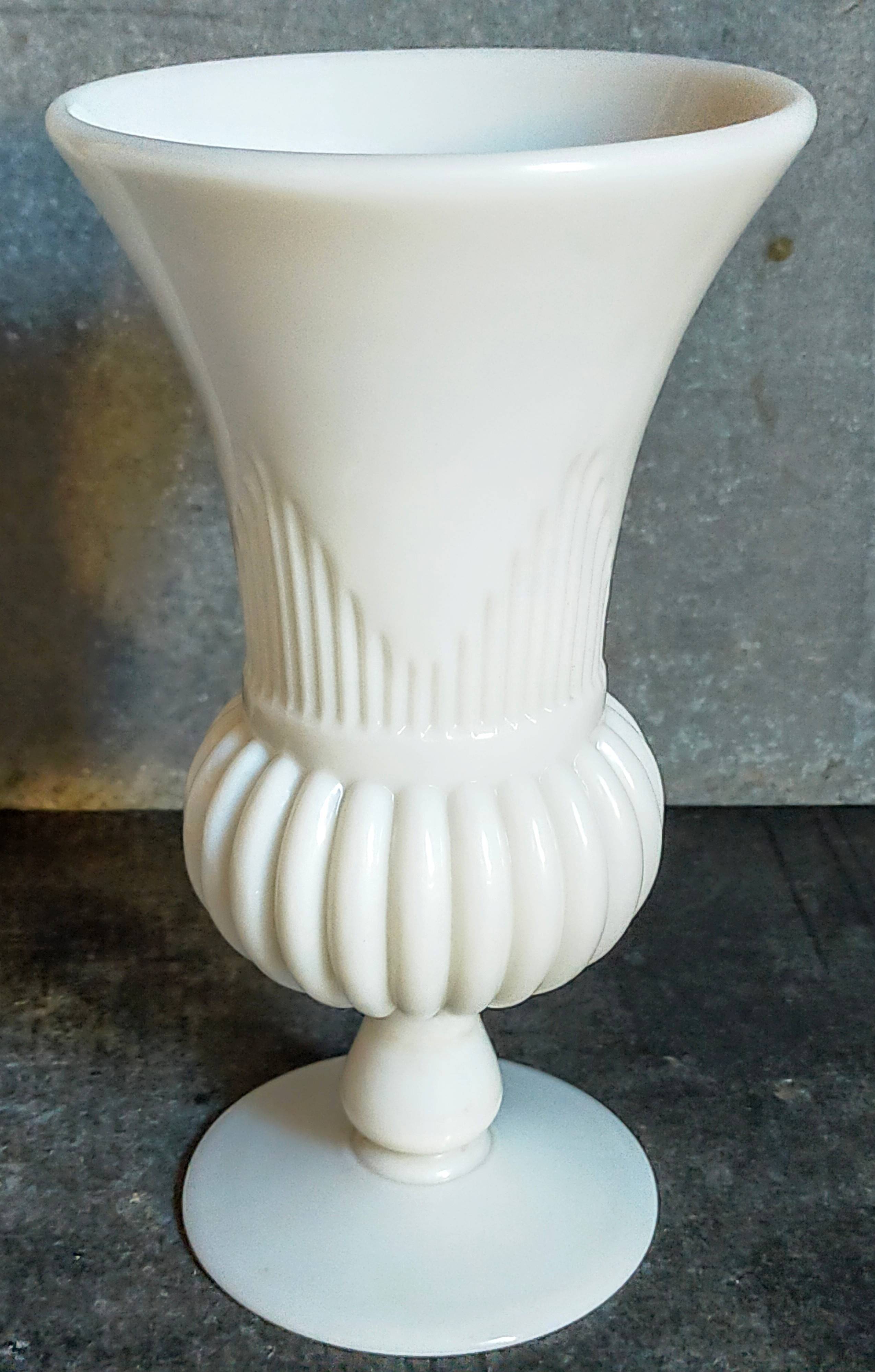 Antique milk glass baluster vase early 20th century