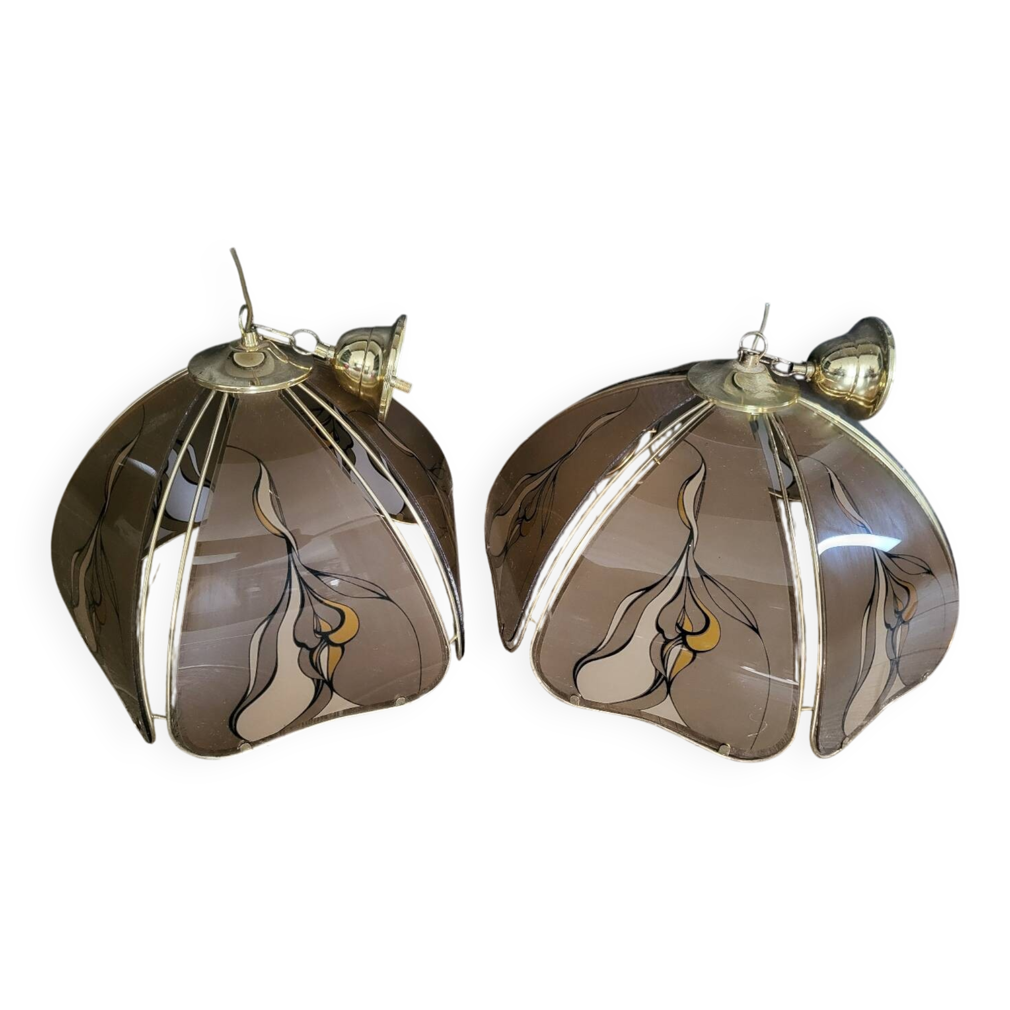 2 art deco pendant lights