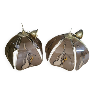 2 art deco pendant lights