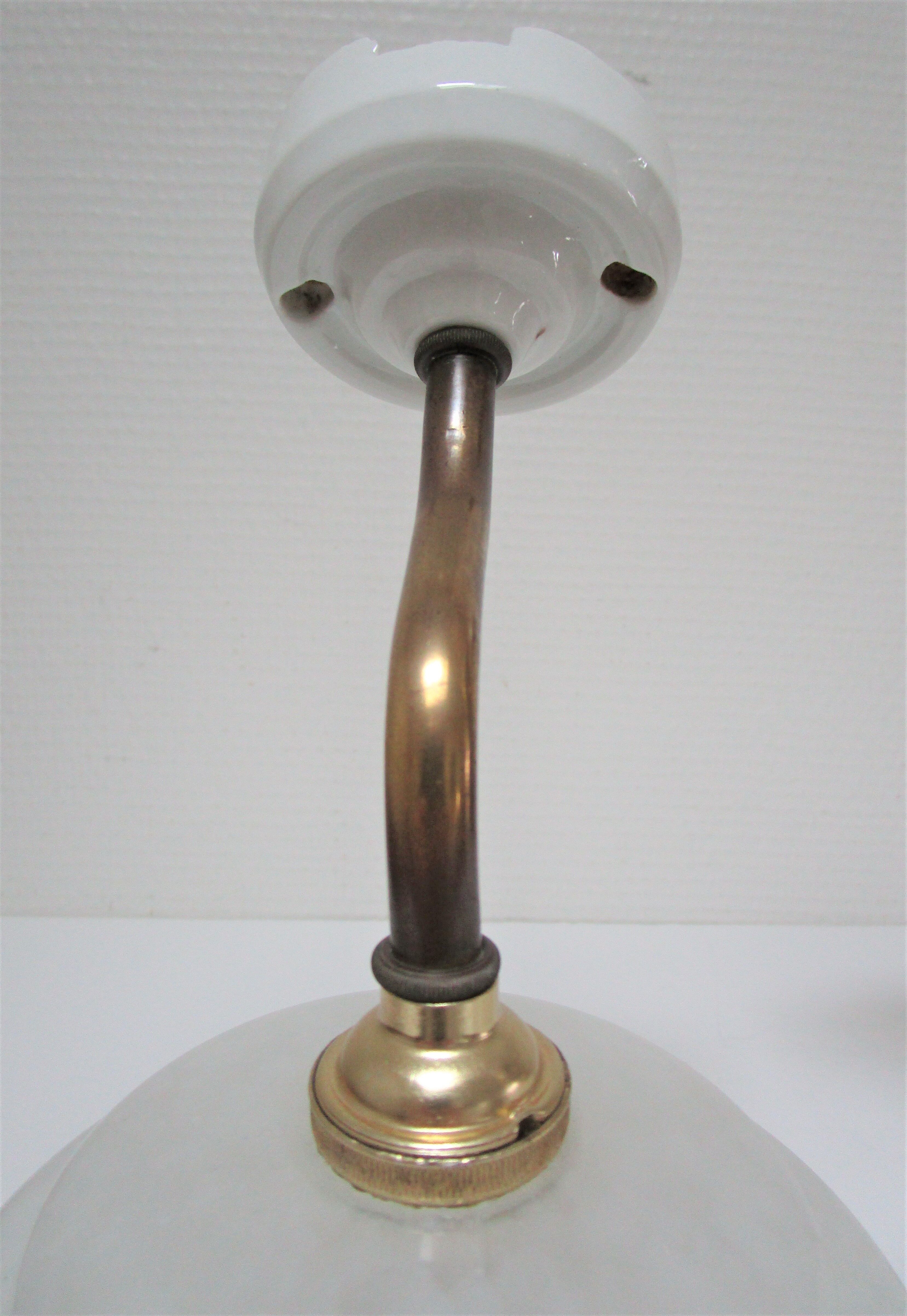 Pair of porcelain sconces brass glass of clchy white art deco