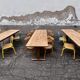 Trio de table bistrot vintage pliante 1950