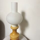Vintage yellow ceramic and opaline pawn lamp