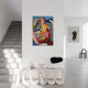 Cubist painting in colored acrylic "Sexual kiss"