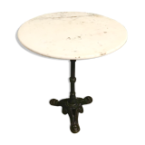 Table bistrot en marbre blanc et fonte