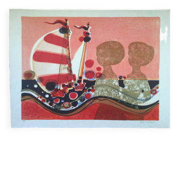 Les Angeliaues III.Lithographie de Frédéric MENGUY,1927-2007