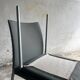 Set of 5 Zanotta 'Lia' chairs — matt aluminum frame with dark grey leather seats, Italian minimalist design