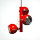 Red Eyeball Pendant Lamp, Chrome Finish – 1970s Futurist Design