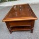 Solid cherry coffee table with 3 drawers in Louis Philippe style, 1980.