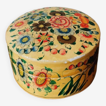 Small vintage paper box hand painted flower