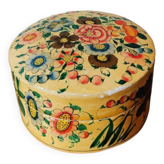 Small vintage paper box hand painted flower