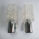 Pair of vintage chrome wall lights with square globes, Italian Targetti 1970.