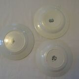 3 assiettes plates faïence ancienne St Amand Salins  vert