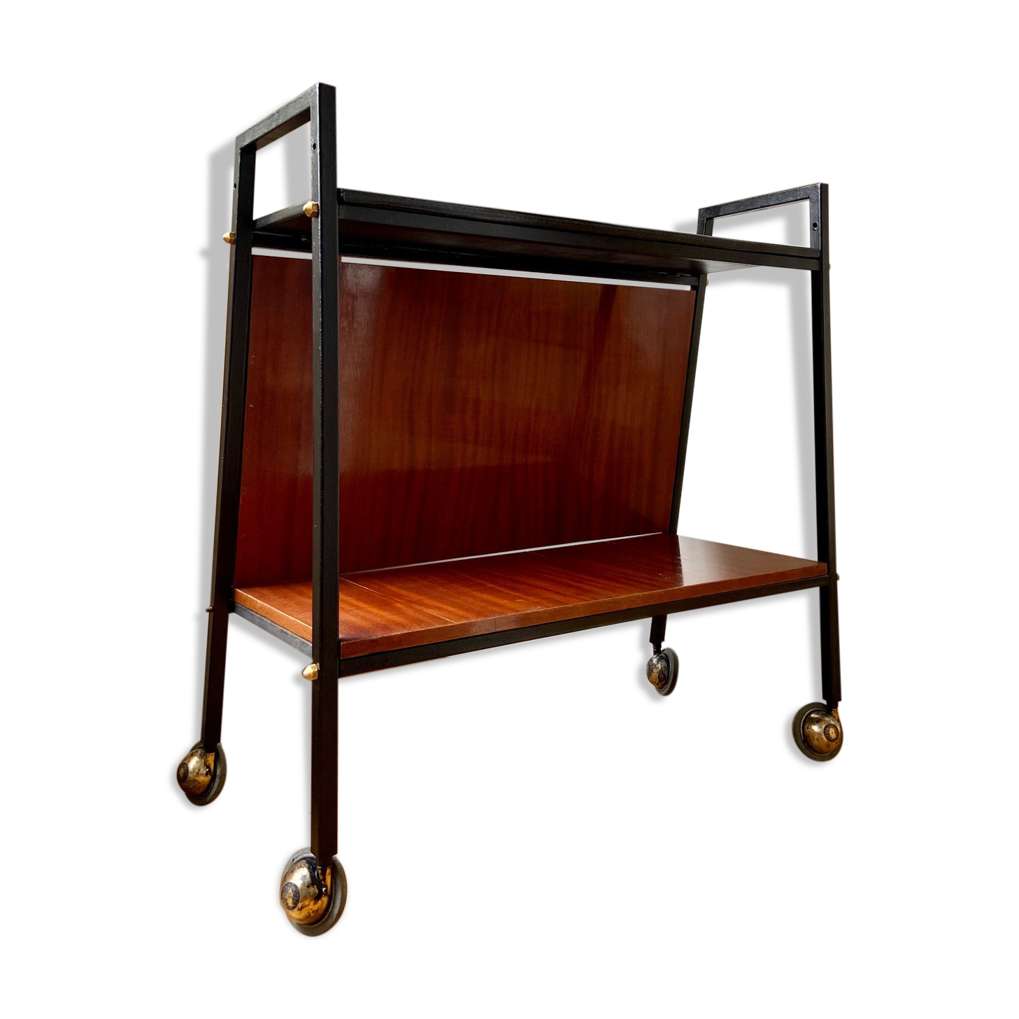 Dessert on wooden and metal wheels 2 trays