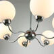 Lustre italien en chrome et opalin du milieu du siècle