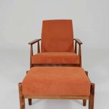Vintage armchair pumpkin orange corduroy design by H.Lis