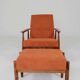 Vintage armchair pumpkin orange corduroy design by H.Lis