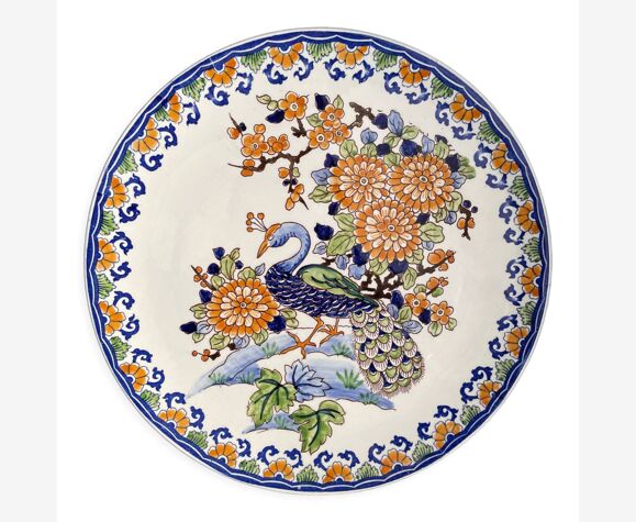 Assiette Gien décor au paon