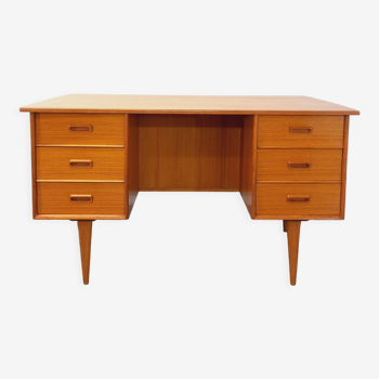 Vintage Scandinavian double-sided teak executive desk from the 60s
