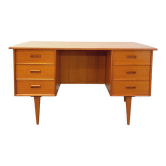 Bureau de direction double-face scandinave vintage en teck des années 60