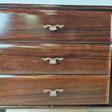 Art Decò chest of drawers in mahogany with burgundy glass