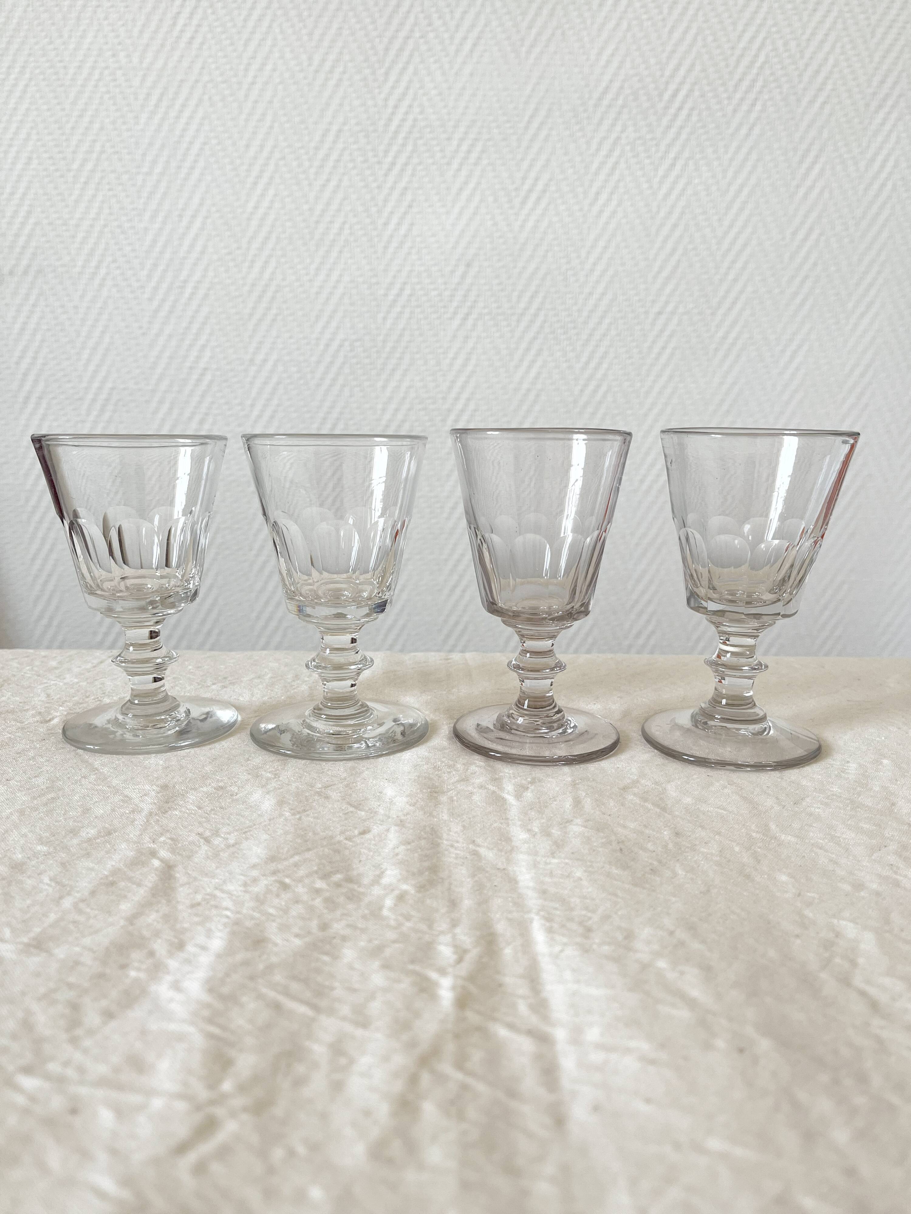 4 old crystal wine glasses Cato Saint Louis 19th century