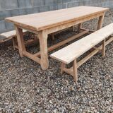 Oak farmhouse table with benches